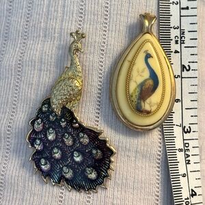 Vintage peacock brooch, peacock pendant, Elegant Peacock Brooch and Pendant Set
